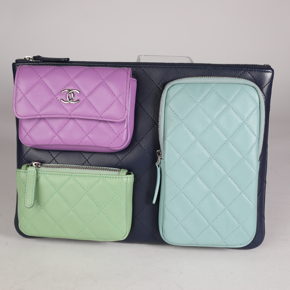 CHANEL Rare Multicolor Quilted Lambskin Pocket O-Case - Picture 7 of 7